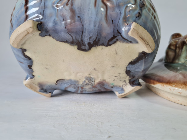 Сахарница винтажная Im Stil S&G Scheurich с крышкой, с цветочным декором, керамика, 11 x 15 см, Германия, 1960-1970гг.