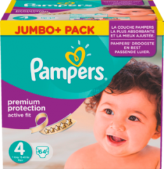 Pampers Active Fit Подгузники Размер 4 Maxi 7-18 kg Jumbo+ Pack, 64 шт