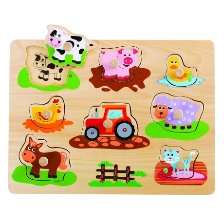 Lelin Holzspielzeug Holzpuzzle mit Knauf Деревянная игрушка деревянная головоломка с ручкой