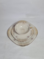 Чайное трио винтажное Wunsiedel Bavaria / Claudia с золотым декором в виде лучей, фарфор, Германия, 1960-70гг.