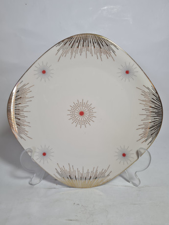 Чайное трио винтажное Wunsiedel Bavaria / Claudia с золотым декором в виде лучей, фарфор, Германия, 1960-70гг.