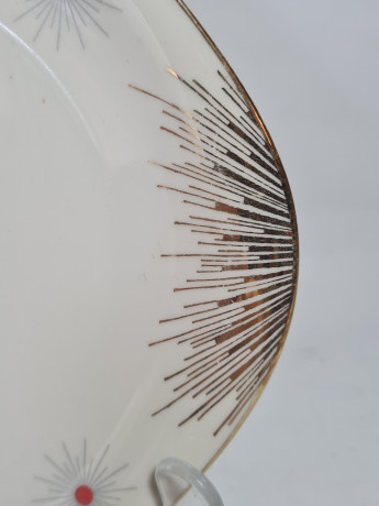 Чайное трио винтажное Wunsiedel Bavaria / Claudia с золотым декором в виде лучей, фарфор, Германия, 1960-70гг.