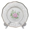 Schumann Arzberg Bavaria, Шуман Арцберг Бавария Винтажное блюдо с розой ручной росписи в центре и ажурным прорезанным ободком, 19см, Германия 1960г.
