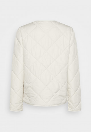 Tommy Hilfiger COLLARLESS QUILTED SHORT JACKET Light jacket feather white КОРОТКАЯ СТЕГАНАЯ КУРТКА БЕЗ ВОРОТНИКА Легкая куртка перо белое