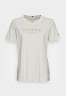 Tommy Hilfiger Print T-shirt heathered oatmilk футболка с принтом овсяное молоко