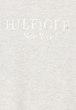 Tommy Hilfiger Print T-shirt heathered oatmilk футболка с принтом овсяное молоко