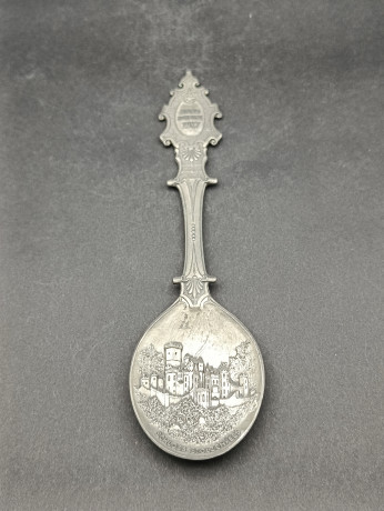 Ложка винтажная WMF Zinn "Замок Штольценфельс", юбилейная, олово, 19 см, Германия, 1987 год.