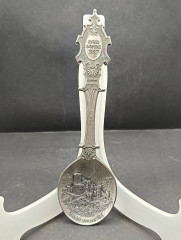 Ложка винтажная WMF Zinn "Замок Штольценфельс", юбилейная, олово, 19 см, Германия, 1987 год.