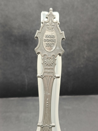 Ложка винтажная WMF Zinn "Замок Штольценфельс", юбилейная, олово, 19 см, Германия, 1987 год.