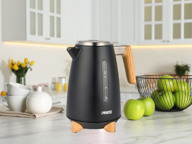 PRINCESS PRINCESS Wasserkocher, 1.7 l, 3000 W, elektrischer Heisswasserbereiter kabellos schnell leise, Bambus Akzente Чайник PRINCESS, 1,7 л, 3000 Вт, электронагреватель, беспроводной, быстрый, тихий, бамбуковые акценты