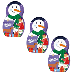 Milka Adventskalender 3STK Авдент-календарь 2025 Снеговик, 24 сладких сюрприза, ‎28см x 43см, 3 штуки 213 грамм