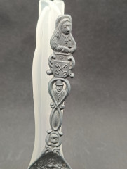 Ложка винтажная Jan Steen Pewter, сувенирная, с объемным декором, фигурками на ручке, олово, 17.5 см, Голландия, 1950-60гг.