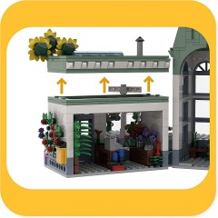 myBrickZ Klemmbausteineset Grosser Bahnhof mit niedlichem Blumenladen Набор зажимных блоков Большая железнодорожная станция с симпатичным цветочным магазином