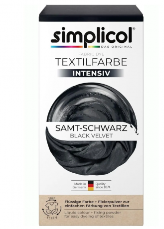 Simplicol Samt-Schwarz Краска для ткани чёрная интенсивная, жидкая, для стиральной машины 40 , 150 мл + фиксатор 400 г