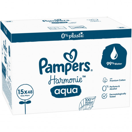 Pampers Vorteilspack Feuchttucher Влажные салфетки Aqua в упаковке, 15 штук