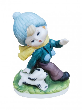 Статуэтка винтажная I'm Still Goebel "Мальчик с собакой", 11 см, Германия, 1960-70гг.