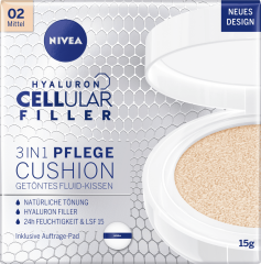 NIVEA Cushion Hyaluron CELLular Filler 3in1 Pflege, Mittel, 15 g Нивея Тонирующий Флюид, оттенок 02 Mittel