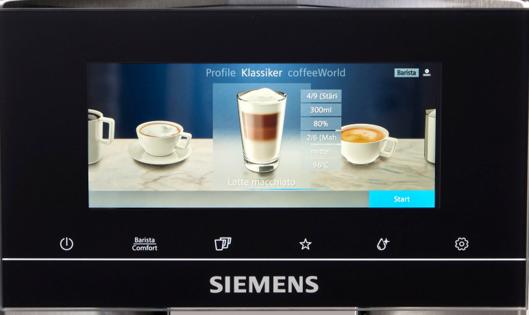 SIEMENS SIEMENS Kaffeevollautomat EQ900 TQ903D43, Home Connect App, baristaMode, superSilent, 6,8” Full-Touch-Display  Полностью автоматическая кофемашина SIEMENS EQ900 TQ903D43, приложение Home Connect, режим baristaMode, супертихая работа, полностью сен