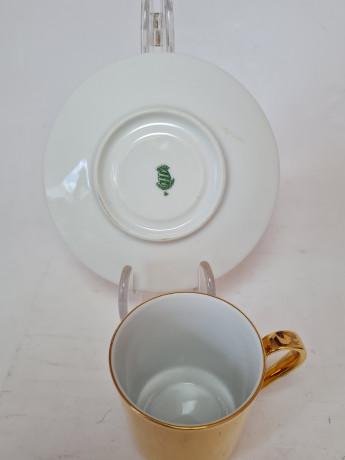 Suisse Langenthal Кофейная пара "Золото", 7,5 x 6 см, блюдце 12 см, Германия, 1960-70гг.