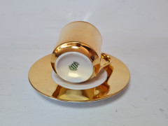 Suisse Langenthal Кофейная пара "Золото", 7,5 x 6 см, блюдце 12 см, Германия, 1960-70гг.