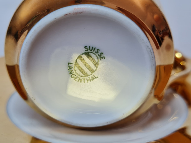 Suisse Langenthal Кофейная пара "Золото", 7,5 x 6 см, блюдце 12 см, Германия, 1960-70гг.