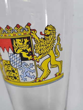 Немецкий бокал для пива винтажный VEBA с гербом, стекло, 0.5 л, 22 см, Германия, 1980-90гг.