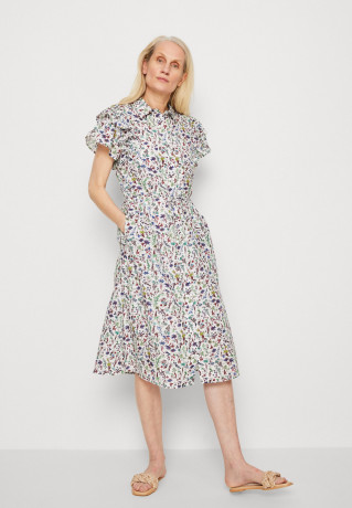 Tommy Hilfiger FLORAL MIDI SHIRT DRESS Shirt dress coastal ditsy/spring lime ПЛАТЬЕ-РУБАШКА МИДИ С ЦВЕТОЧНЫМ ЦВЕТОМ Платье-рубашка прибрежная дици/весенняя известь