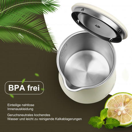 Bear Bear Wasserkocher mit Temperatureinstellung von 4 Temperaturstufen, weiss, 0.6 l, 500,00 W, Retro-Design, BPA Frei, Intelligente Warmeerhaltungsfunktion  Чайник Bear с 4-мя уровнями температуры, белый, 0,6 л, 500,00 Вт, ретро-дизайн, без BPA, интелле