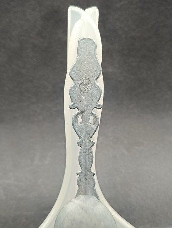 Ложка винтажная Jan Steen Pewter, сувенирная, с объемным декором, фигурками на ручке, олово, 17.5 см, Голландия, 1950-60гг.