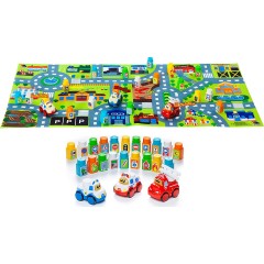 Molto Bausteine Set + Elektroauto + Spielmatte 124 x 75 cm Набор строительных блоков + электромобиль + игровой коврик 124 x 75 см