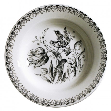 Gien Fayencerie Gien 'Tulipes Noires' Platte rund tief 31 cm Gien "Tulipes Noires" Блюдо круглое глубокое 31 см