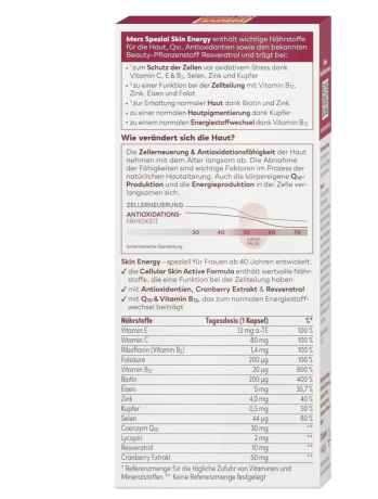 Merz Spezial Skin Energy 30st, Капсулы для кожи после 40 лет, с Q10, витамином В12 и антиоксидантами, 30 шт