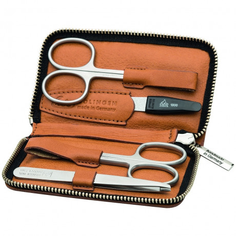 ERBE Manikure Set Reissverschluss-Etui Serie quot;Cognacquot;, 4-tlg.  Маникюрный набор на молнии серии "Коньяк", 4 шт.