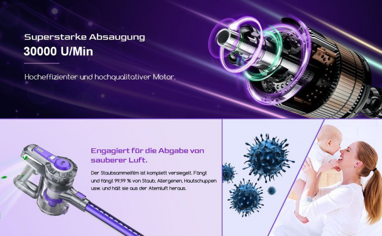 IAB IAB Akku-Hand-und Stielstaubsauger, 160,00 W, Beutellos, 160W Stielstaubsauger Kabelloser Staubsauger mit Wandhalterung ? 65dB  Беспроводной ручной и стержневой пылесос IAB, 160,00 Вт, без мешка, стержневой пылесос мощностью 160 Вт, беспроводной пылес