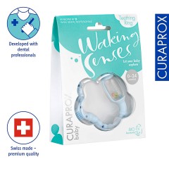 Curaprox Baby-Beissring mit Rassel  Lernzahnburste Детское кольцо для прорезывания зубов с обучающей зубной щеткой-погремушкой