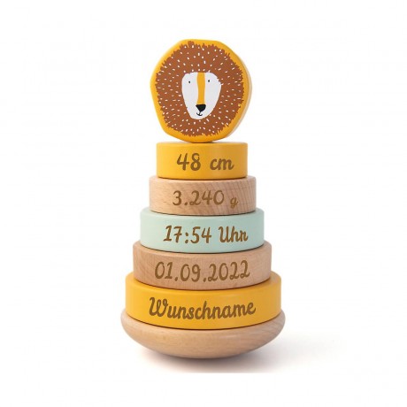 elefantasie Stapelturm Holz Lowe mit Namen graviert Stacking Tower Wood Lowe с выгравированным именем