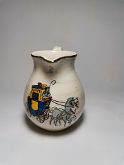Schramberg, Шрамберг Винтажный керамический Кувшин с уникальным декором и изображением "Такси на лошадях" 14см х 9см, 1950г.