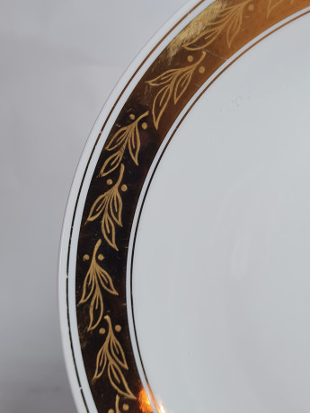 Чайное трио винтажное Lichte с золотистым декором, костяной фарфор, ГДР, 1960-70гг.