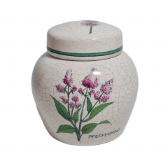 Баночка винтажная Herr Fayence "Мята" с крышкой, кракелюр, фарфор, 9.5 см, Германия, 1970-80гг.