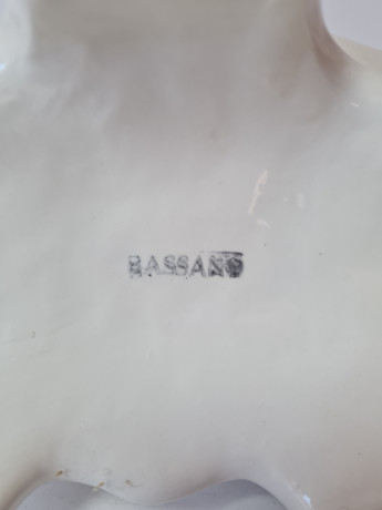 Сухарница винтажная большая Bassano с цветочным рисунком, ручная роспись, фарфор, 25 x 21 см, Италия, 1960-70гг.