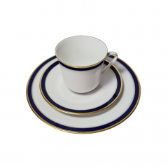 Hutschenreuther Arzberg Bavaria Винтажное трио белый фарфор с синим ободком и позолотой, Германия, 1960-70гг.