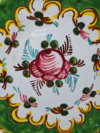 Декоративная тарелка с красочным цветочным узором, 15см, Италия, 1960-70гг.
