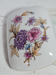 Шкатулка винтажная Hollohaza с цветочным декором, прямоугольной формы, фарфор, 9.5 х 7 см, Венгрия, 1970-80гг.