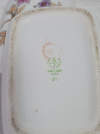 Шкатулка винтажная Hollohaza с цветочным декором, прямоугольной формы, фарфор, 9.5 х 7 см, Венгрия, 1970-80гг.