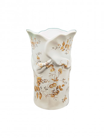 Ваза винтажная средняя Royal Porzellan Bavaria KPM, с узорным ботаническим декором, в коричневых тонах, фарфор, 19 см, Германия, 1960-70гг.