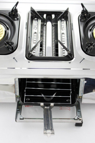 NJ The right choice NJ The right choice Gaskocher GC-87C, (Gasgrill Campingkocher, Edelstahl Gaskocher mit Deckel), LPG Gaskocher 3 flammig / Kochfelder mit Grill mit Deckel  Газовая плита NJ Правильный выбор GC-87C, (походная газовая плита-гриль, газовая