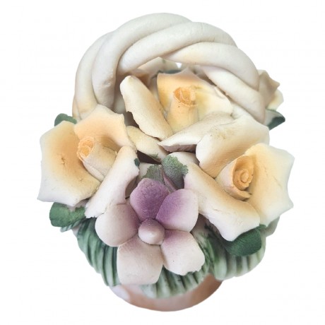 Фигурка винтажная CNEALIONE BRTIGIANA "Корзина с цветами", коллекционная, 6 см, Италия, 1960-70гг.