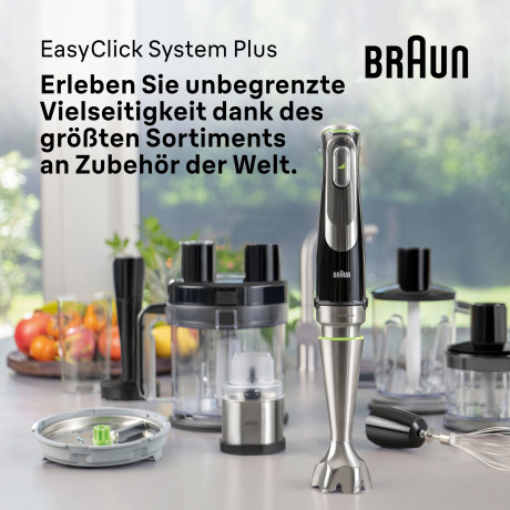 Braun Braun Stabmixer MQ 9147X MultiQuick 9, 1200 W, Schneebesen, Mixeraufsatz, Zerkleinerer, Gemusestampfer, 0,6l Behalter  Погружной блендер Braun MQ 9147X MultiQuick 9, 1200 Вт, венчик, насадка-миксер, измельчитель, овощерезка, контейнер 0,6 л