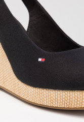 Tommy Hilfiger ICONIC ELENA SLING BACK WEDGE High heeled sandals black ICONIC ELENA SLING BACK WEDGE Босоножки на высоком каблуке черный
