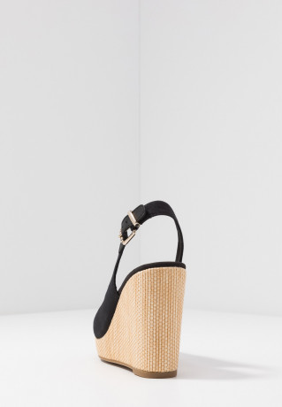 Tommy Hilfiger ICONIC ELENA SLING BACK WEDGE High heeled sandals black ICONIC ELENA SLING BACK WEDGE Босоножки на высоком каблуке черный